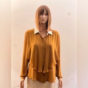 Carven Long Sleeve Button-Up Top